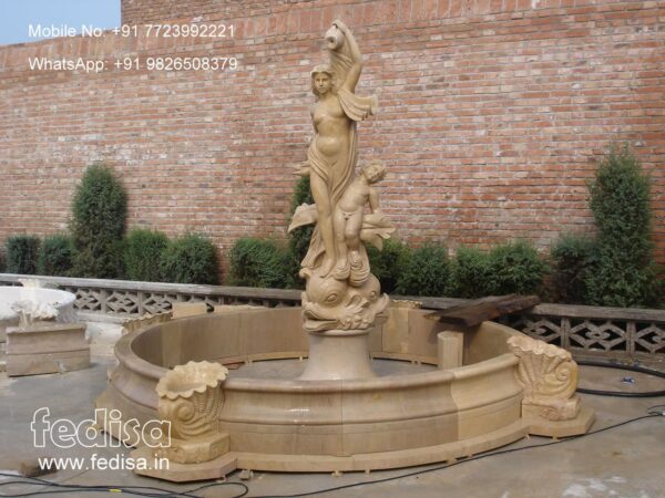 Marble Garden Fountain Water Fountain For Home Vastu 60 Inch Tall Water Fountains