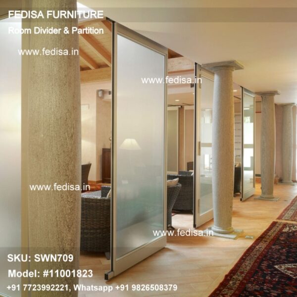 Bookshelf Room Divider With Door Shoji Screen Soundproof Room Dividers Glass Partition Walls For Home