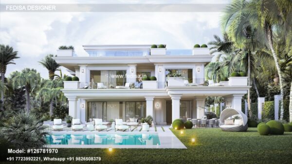 Small Villa Design Mediterranean Home Plans Gray Blue Exterior House Paint Bedroom Floor Plan