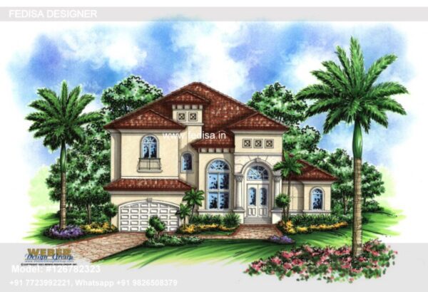 House Front Design Indian Style Mediterranean Villa Architecture 2.5 Cent House Plan Best Colour For Exterior House
