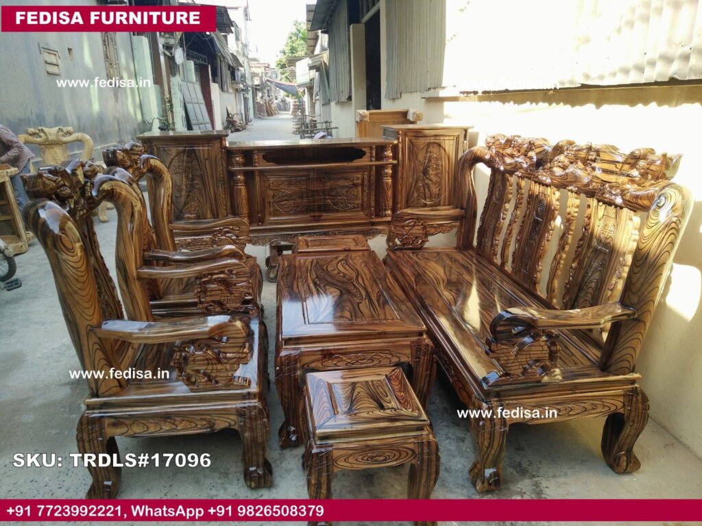 Royal Wooden Sofa Set L Shape Sofa Set With Center Table Living Room