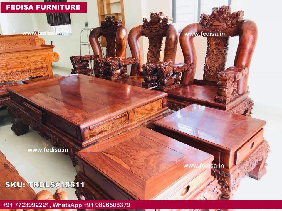 Sofa Gaddi Set L Shape Sofa With Table Dark Blue Living Room Home Furniture Sofa Set