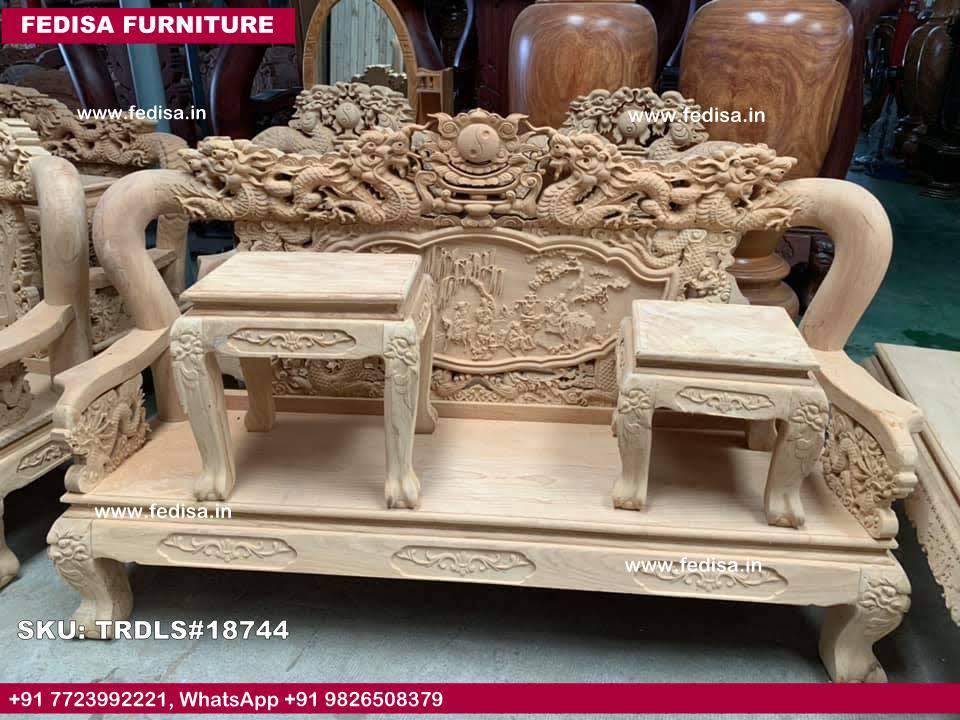 Furniture Sofa Set L Shape Wooden Sofa Set Mediterranean Style Living