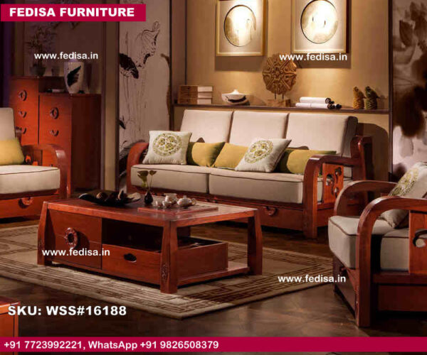 Simple Wooden Sofa Contemporary Leather Sofa Set Easy Isle Sofa Sectional 2Pc Living Room Set