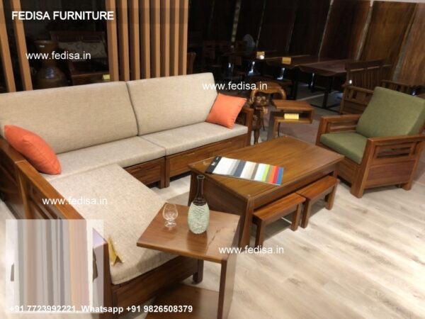 Insaraf Wooden Sofa Lakdi Ka Sofa Price 3 Seater L Shaped Couch Velletri Pewter Living Room Set