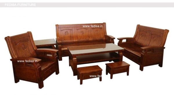 Wooden Sofa Without Cushion 2 Seater Wooden Chair Wooden Sofa Teak Wood Compact Wooden Sofa Set