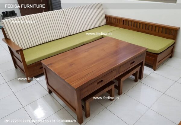 Teak Wood 3 Seater Sofa Teak Wood 5 Seater Sofa Wooden Sofa Set Royal Oak Zuari Wooden Sofa Set