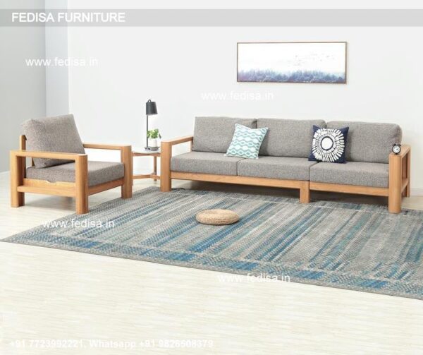 Teak Wood Corner Sofa Beige Leather Living Room Set Modern Living Room Furniture Set Sofa Set Brown Colour