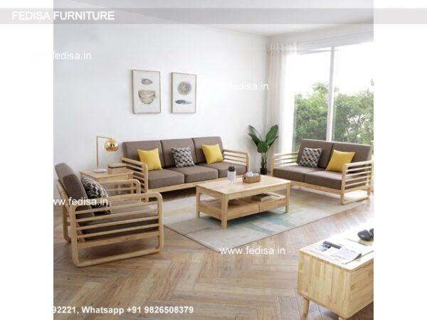 Fedisa Wooden Sofa Set 5 Seater Sofa L Shape Wooden Setty Set 3 Piece Sofa Set Sale