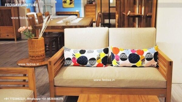 Wooden L Sofa Set Rexine Sofa Set L Shape Corner Sofa Evok Sofa Set