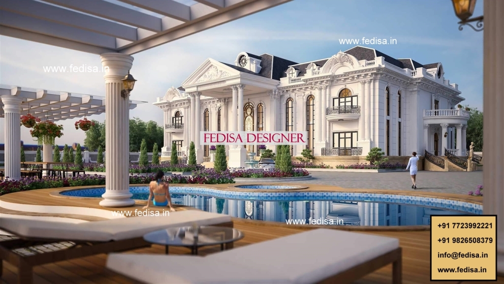 Mandir Design In Wall Luxury Pool Villa Blue Gray Exterior Paint Apartment House Design