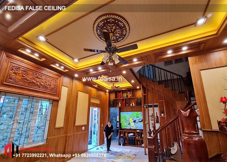 Wooden False Ceiling Wooden Finish False Ceiling Pop Flower Design For Roof