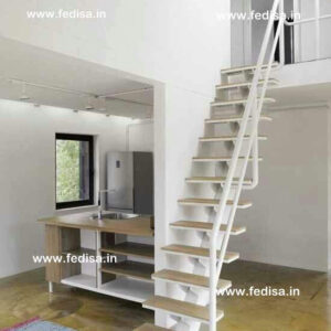 Metal Cable Stair Railing Ash Wood Stairs Wooden Stair Frame Bare Wood Stairs
