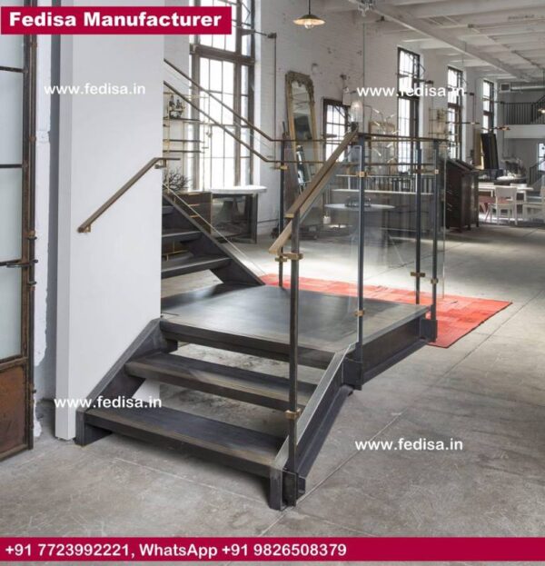 Steel Plate Stair, Cast Iron Stair Railing | Living room stairs