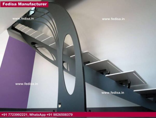 Curved Steel Staircase, Simple Iron Stair Railings | Living room stairs