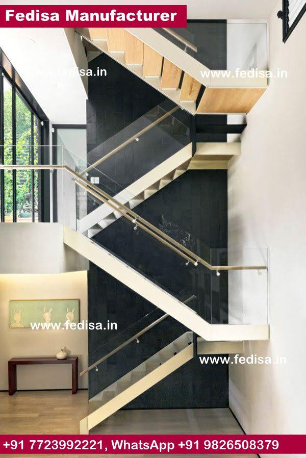Stainless Steel Cable Stair Railing, Dog Legged Staircase Plan And Section | Living room stairs