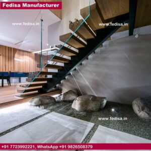 Stainless Steel Staircase Railing With Glass, Cable Railing For Interior Stairs | Living room stairs