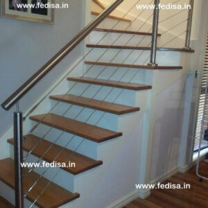 Stair Railing Wood And Steel, Stainless Steel Railing Stairs | Living room stairs