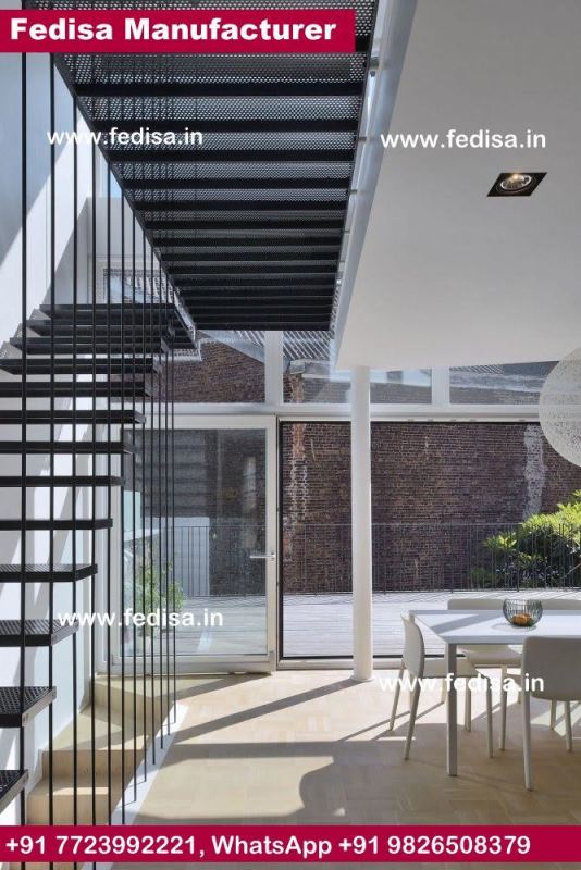 Modern Cable Stair Railing, Rustic Wood Stair Railing | Living room stairs