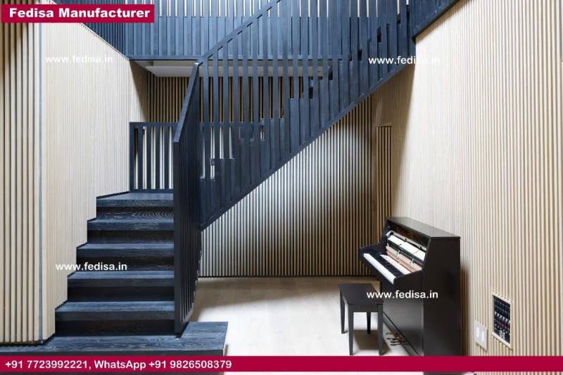 Stainless Steel Staircase Railing With Glass, Steep Wooden Stairs | Living room stairs