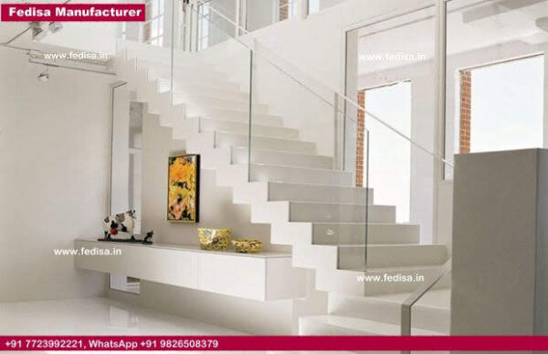 Steel Stair Railing Cost, Half Round Stairs Design | Living room stairs