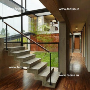 Stainless Steel Staircase Railing With Glass, Decorative Metal Stair Railing | Living room stairs