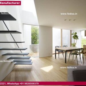 Steel Stairs Residential, Curved Glass Staircase Railing | Living room stairs