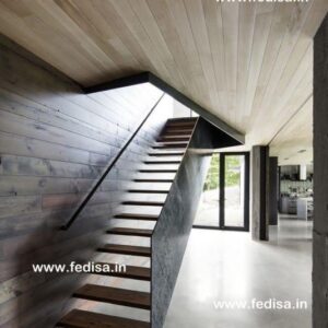 Glass And Metal Stair Railings, Wooden Stairs For Duplex | Living room stairs