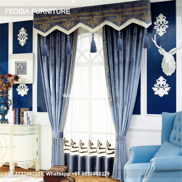Blue Designer Curtains Acoustic Curtains Bed With Curtains