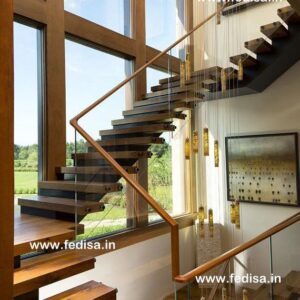 Steel Cable Stair Railing Small Wooden Staircase Dark Wood Banister Metal Wood Stairs
