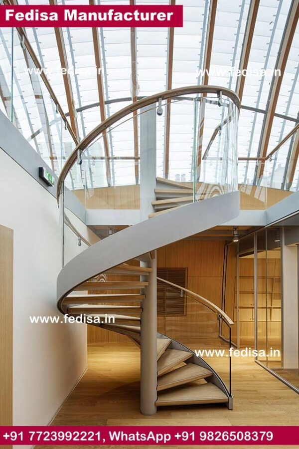 Metal Spiral Staircase Outdoor Steel Railing For Stairs With Glass Metal And Concrete Stairs Brushed Steel Stair Rail