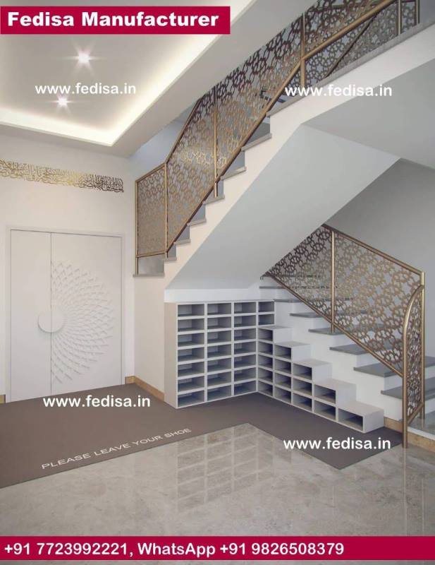 White Metal Stair Railing Steel Wood Stairs Stainless Handrails For Stairs Perforated Steel Stairs