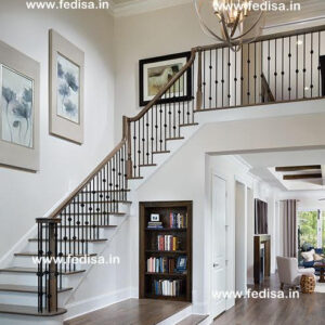 Steel Frame Staircase Wooden Banister Rails Wooden Stairs Indoor Black And Wood Stairs