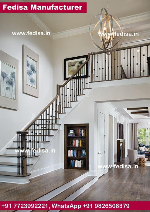 Steel Frame Staircase Wooden Banister Rails Wooden Stairs Indoor Black And Wood Stairs
