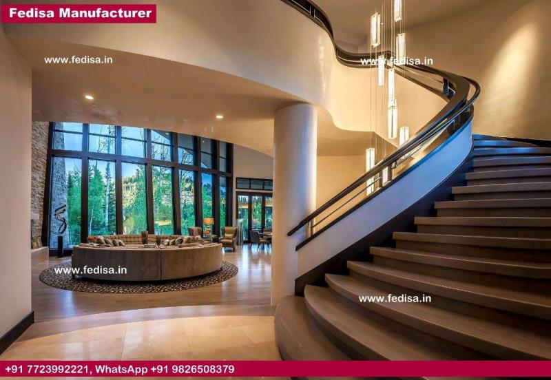 Mild Steel Staircase Portable Wooden Stairs Modern Wood Railing Dark Wood Staircase