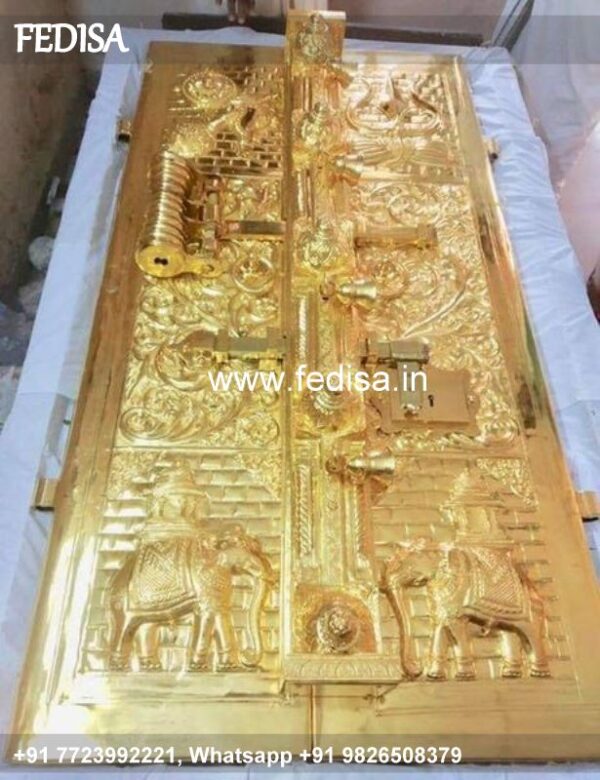 Carved Silver Door Carved Brassr Door Main Door Brass Designs Temple Pooja Room Door Design