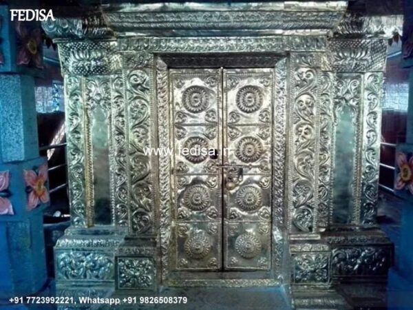 Carved Silver Door Carved Brassr Door Temple Door Design In Glass Temple Double Door Design Catalogue