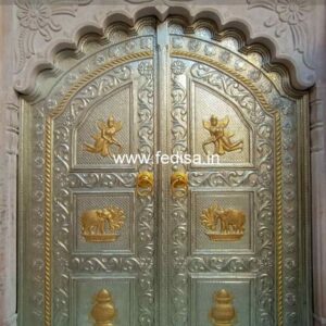 Carved Silver Door Carved Brassr Door Puja Mandir Door Design Mandir Toilet Door Design