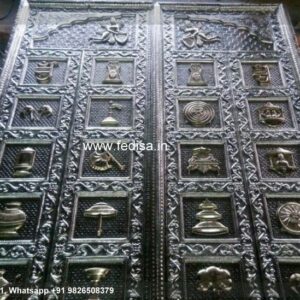 Silver Temple Door Brass Temple Door Glass Etching Designs For Mandir Temple Front Double Door Design
