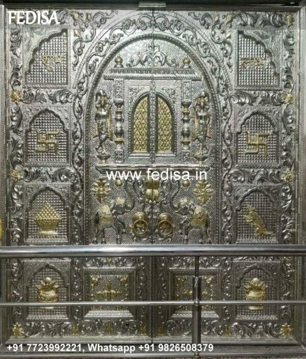Silver Temple Door? Brass Temple Door? Temple Wooden Door Design Mandir Gate Design For Main Door