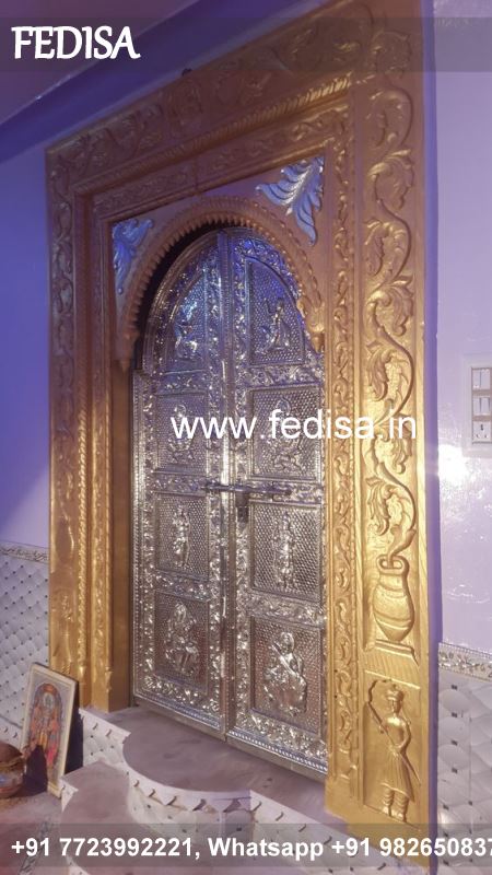 Carved Silver Door Carved Brassr Door Puja Mandir Door Design Mandir Big Door Design