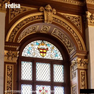 Classic Window Design Carved Wooden Windows No-646