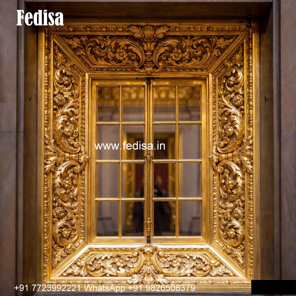 Classic Window Design Carved Wooden Windows No-1075