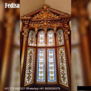 Classic Window Design Carved Wooden Windows No-1621