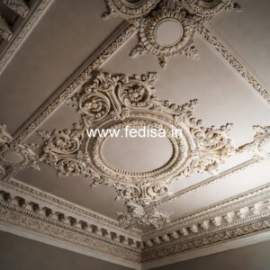 Luxury Ceiling Design Pop Design For Lobby Two Fan No-560