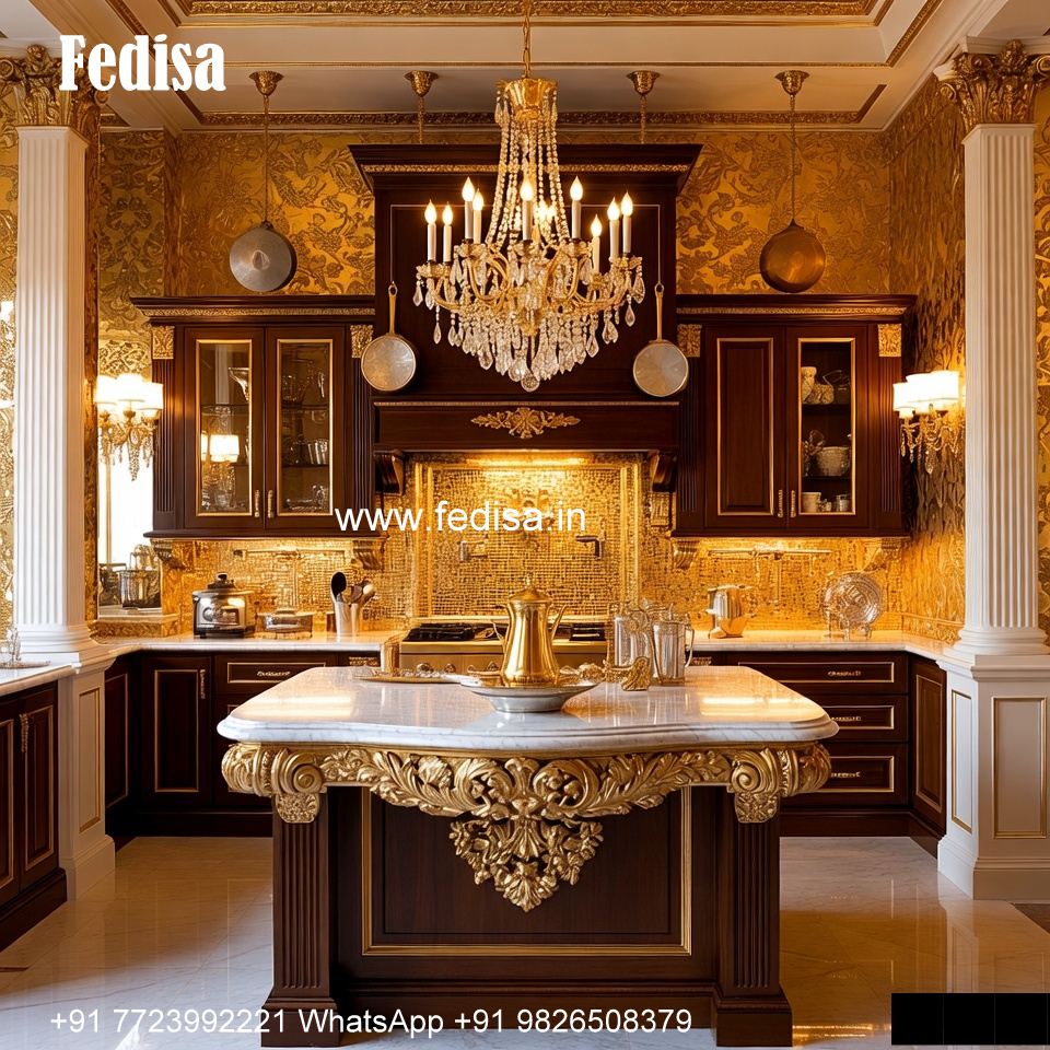 Classic Kitchen With Island Crockery Unit No-065