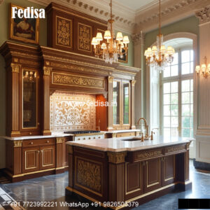 U-shaped Traditional Kitchen Crockery Unit Design No-257