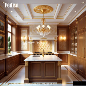 L-shaped Classic Kitchen Small Open Plan Kitchen No-408