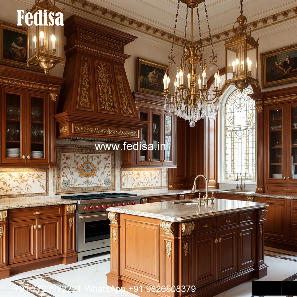 Classic Kitchen Design With Wooden Cabinets Small Kitchen With Bifold Doors No-570