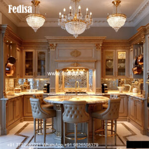 Classic Modular Kitchen Design Tall Kitchen Island No-828